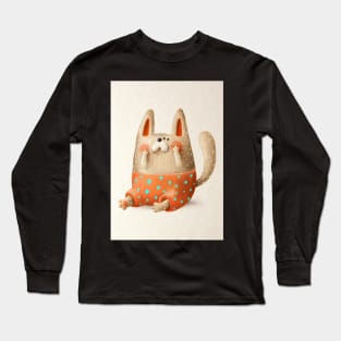 Cute shy cat in shorts Long Sleeve T-Shirt